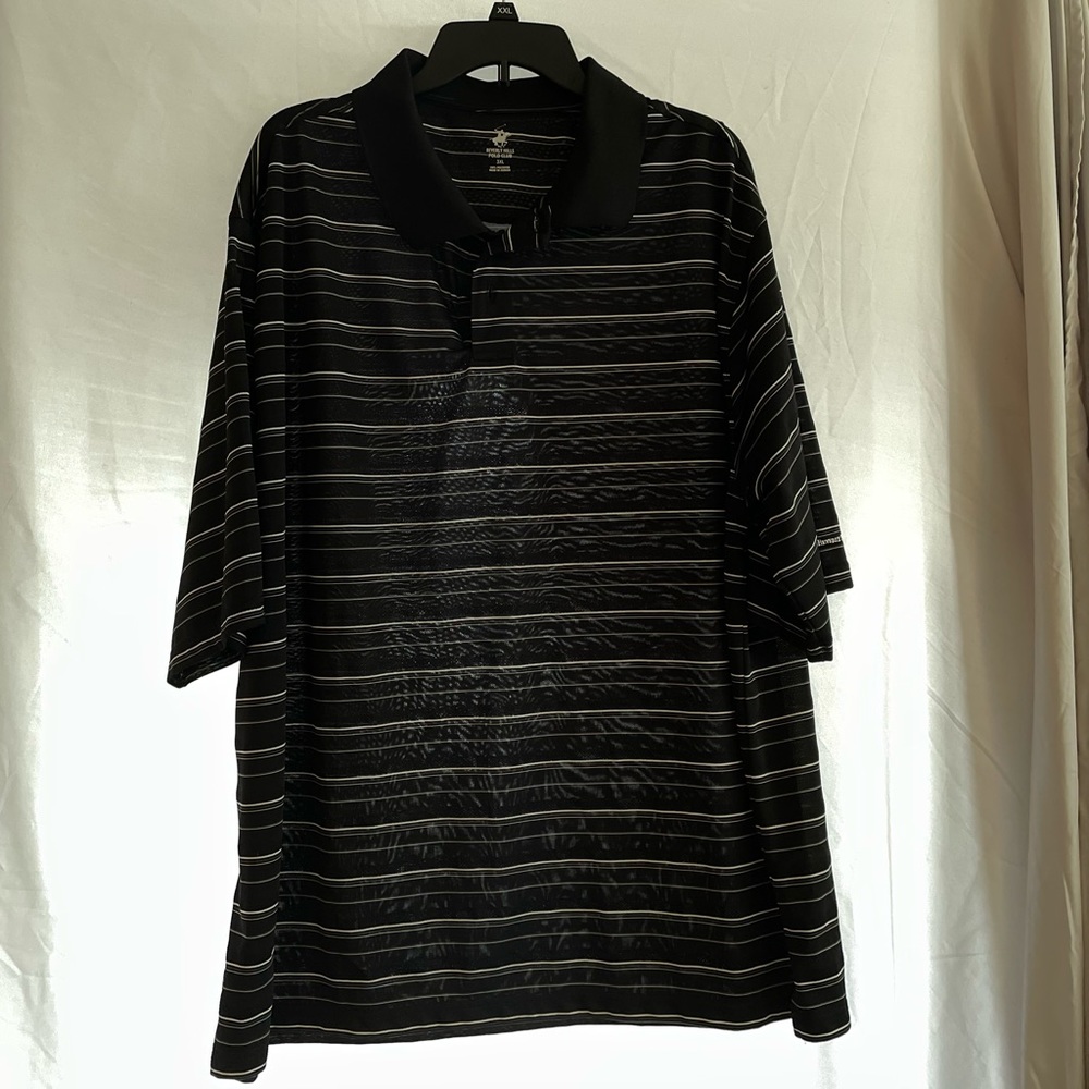 Mens Beverly Hills Polo Club black and white striped short sleeve t-shirt